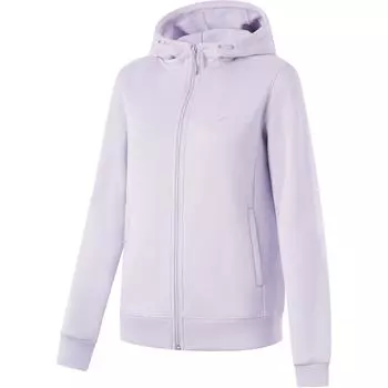 Li Ning Удобная повседневная однотонная флисовая толстовка с капюшоном на молнии, женская толстовка цвета морской соли и фиолетового AWDU632-2 XS