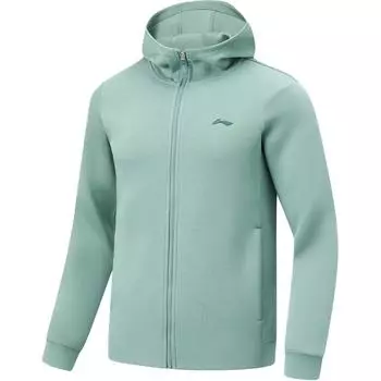 Li Ning Удобная повседневная однотонная толстовка-кардиган с капюшоном на молнии для мужчин, толстовки цвета синего озера AWDU127-3 L