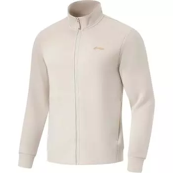 Li Ning Удобная повседневная однотонная толстовка с воротником-стойкой на молнии, мужская толстовка цвета слюды и серого AWDU125-2 L