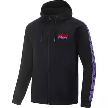 Li Ning Удобная повседневная простая куртка с капюшоном на молнии для мужчин, черная AWDUJ03-1 M