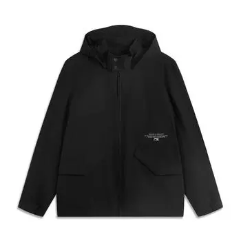 Li Ning Удобная повседневная простая свободная куртка с капюшоном Мужские куртки черного цвета AJDV027-1 M