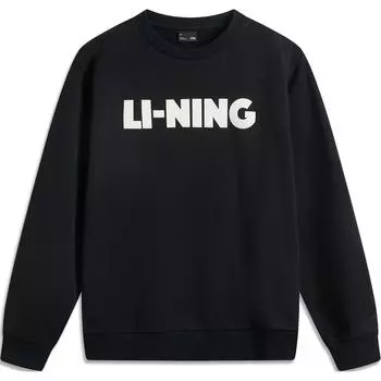 Li Ning Удобная повседневная простая свободная толстовка с буквенным принтом Мужская верхняя одежда черного цвета AWDV243-3 S
