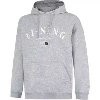 Li Ning Удобная повседневная простая свободная толстовка с капюшоном Мужская толстовка серого цвета AWDU713-1 L