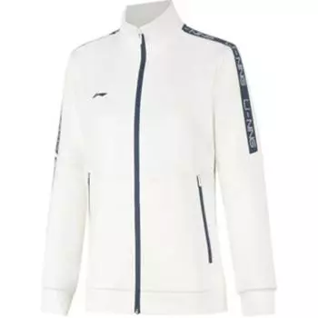Li Ning Удобная повседневная простая толстовка с буквенным принтом и воротником-стойкой на молнии Кардиган Женская толстовка Off-White AWDUA80-2 XL