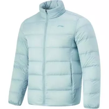 Li Ning Удобная повседневная универсальная однотонная куртка-пуховик для мужчин Верхняя одежда Forget-Me-Not-Blue AYMT101-4 L