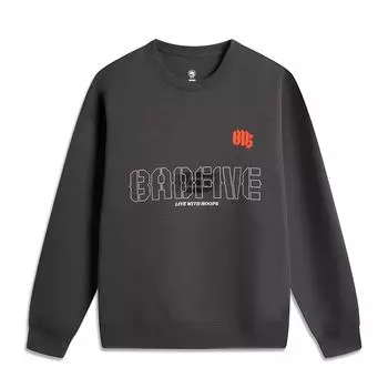 Li-Ning Удобная Простая Буквенная Круглый Вырез Спущенное Плечо Универсальная Спортивная Толстовка Мужская толстовка Угольно-Серая AWDV323-6 M