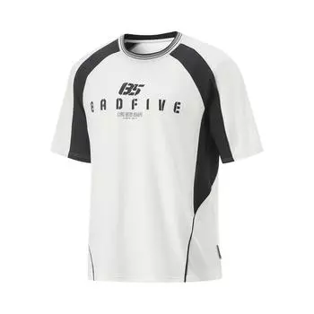 Li-Ning Удобная Простая Футболка с Коротким Рукавом, Круглым Вырезом, Свободного Кроя, Универсальная, Быстросохнущая, с Принтом в виде Полоски с Буквами, Мужская, Топы, Молочно-Белый ATSV021-1 M