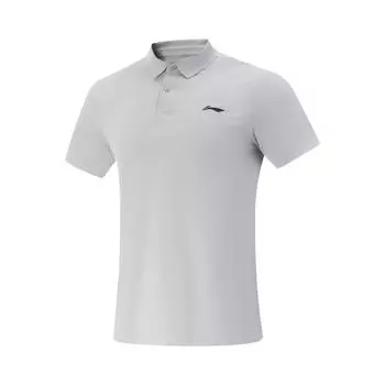 Li-Ning Удобная Простая Однотонная Быстросохнущая Универсальная Модная Футболка-поло с коротким рукавом Мужские топы Цвет Монетный серый APLV287-7 S