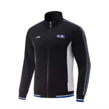 Li Ning Удобная Простая Универсальная Куртка с Воротником-стойкой на Молнии, Цветной Блок, Унисекс, Черный AWDVD83-2 S