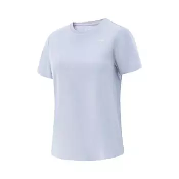 Li-Ning Удобная Простая Влагоотводящая Футболка с Круглым Вырезом и Коротким Рукавом Женские Топы Морозно-Голубой ATSV410-5 S