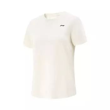 Li-Ning Удобная Простая Влагоотводящая Футболка с Круглым Вырезом и Коротким Рукавом Женские Топы Жемчужно-Белый ATSV410-4 M