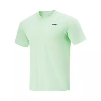 Li-Ning Удобная спортивная повседневная простая охлаждающая футболка мужская майка небесно-зеленая ATSV333-3 2XL