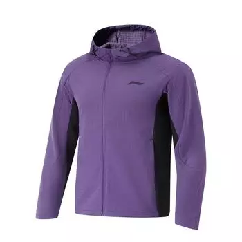 Li Ning Удобная Толстовка с Капюшоном на Молнии Дышащая Повседневная Простая Цветной Блок Спортивная Куртка Мужские Куртки Фиолетовый AFDUC27-2 XL