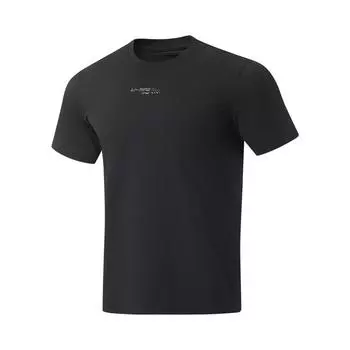 Li-Ning Удобная универсальная дышащая футболка с коротким рукавом для мужчин, черный цвет ATSU023-1 S