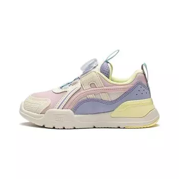 Li Ning Удобная универсальная нескользящая износостойкая детская повседневная обувь с низким верхом Детская повседневная обувь розового, серого и фиолетового цвета YKNT004-2 26