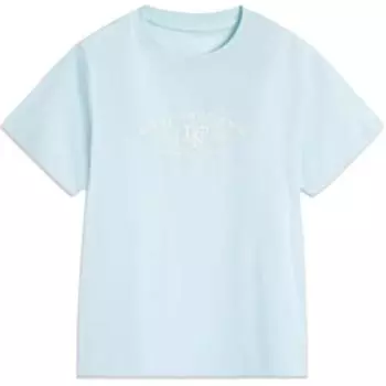 Li Ning Удобная Универсальная Однотонная Простая Футболка с Коротким Рукавом Обычного Покроя Женские Топы Светло-Небесно-Голубой AHSV186-5 XS