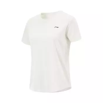 Li-Ning Удобная Универсальная Простая Однотонная Футболка с Круглым Вырезом и Коротким Рукавом Женские Топы Молочно-Белый ATSV044-2 XS