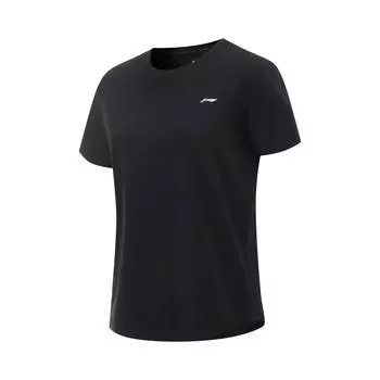 Li-Ning Удобная Универсальная Простая Однотонная Футболка с Круглым Вырезом и Коротким Рукавом Женские Топы Черный ATSV044-1 XS