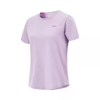 Li-Ning Удобная Универсальная Простая Однотонная Футболка с Круглым Вырезом и Коротким Рукавом Женские Топы Сумеречно-Фиолетовый ATSV044-5 S