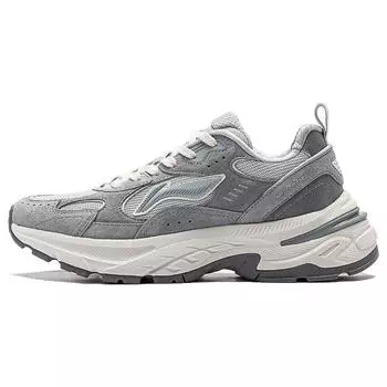 Li-Ning Удобная универсальная толстая подошва, увеличивающая рост, нескользящая, низкая повседневная обувь, женские кроссовки, серые AGCT426-2 36