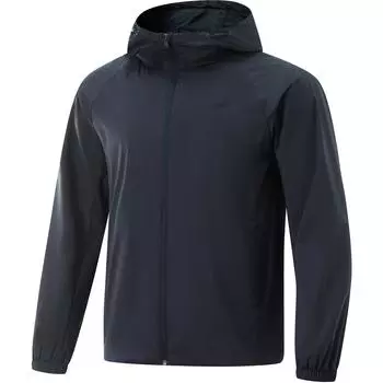 Li Ning Удобная ветровка на молнии с капюшоном Мужская верхняя одежда Темно-синяя AFDV081-8 M