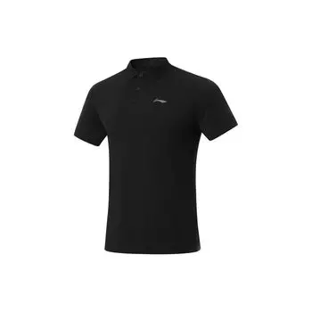 Li-Ning Удобная влагоотводящая рубашка поло с коротким рукавом для мужчин, черная APLU125-5 M
