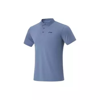 Li-Ning Удобная влагоотводящая рубашка поло с коротким рукавом для мужчин, цвет пыльно-голубой APLU125-3 M