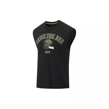 Li-Ning Удобная влагоотводящая свободная майка без рукавов для мужчин, черные AVSU433-2 M