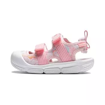 Li Ning Удобные дышащие прочные быстросохнущие детские сандалии Детские сандалии Сладкий абрикосово-розовый персиково-розовый YKKU020-2 25
