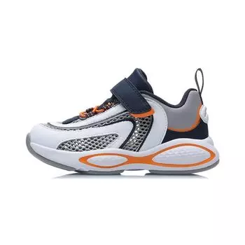 Li Ning удобные модные повседневные нескользящие износостойкие дышащие легкие низкие кроссовки для бега детские кроссовки белые синие YKNR044-5 25