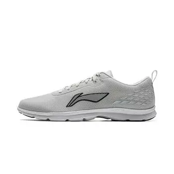 Li Ning Удобные Модные Универсальные Амортизирующие Нескользящие Износостойкие Низкие Повседневные Кроссовки для Бега Мужские кроссовки Светло-серый ARSV073-2 39