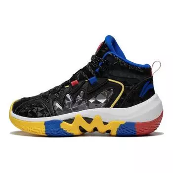 Li Ning удобные нескользящие амортизирующие прочные баскетбольные кроссовки средней высоты детские кроссовки черные YKBS086-3 35
