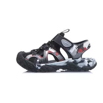 Li Ning удобные нескользящие прочные детские сандалии детская обувь черный огненно-красный камуфляж YKKT024-1 26