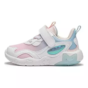 Li Ning Удобные нескользящие прочные низкие повседневные туфли Детские кроссовки Белый Розовый Синий YKNU020-4 26