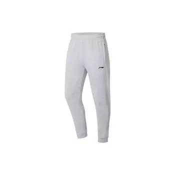 Li-Ning Удобные однотонные зауженные трикотажные спортивные брюки мужские низы цветочно-серый AKLS683-4 S