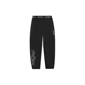 Li-Ning Удобные повседневные брюки Anti-Five Series с буквенным принтом и средней посадкой, женские плавки, черные AKXS406-2 XL