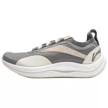Li Ning удобные повседневные нескользящие амортизирующие низкие кроссовки для бега унисекс серо-бежевые AZGU021-2 37