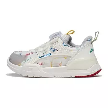 Li Ning Удобные повседневные нескользящие прочные низкие детские повседневные туфли Детские кроссовки Off-White YKNT076-3 25
