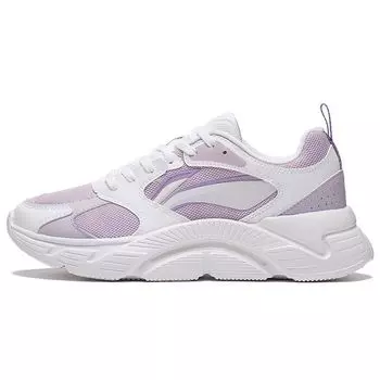 Li-Ning Удобные прочные кроссовки с низким верхом женские кроссовки белые фиолетовые ARSS058-2 35