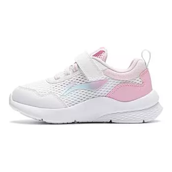 Li Ning Удобные Простые Амортизирующие Износостойкие Низкие Повседневные Туфли Детские Кроссовки Белые Розовые YKNU080-2 26