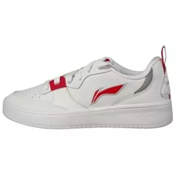 Li-Ning Удобные простые нескользящие износостойкие амортизирующие низкие кроссовки для скейтбординга мужские кроссовки белые красные AGCU543-3 41
