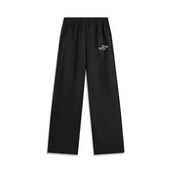 Li Ning Удобные Простые Универсальные Брюки Прямого Кроя с Буквами Средней Посадки Спортивные Женские Брюки Низ Черный AYKV066-2 S