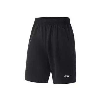 Li-Ning Удобные Простые Универсальные Однотонные Шорты Миди с Пятью Точками Спортивные Шорты Унисекс Черные AAPV095-1 S