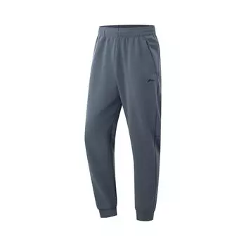 Li Ning Удобные Простые Универсальные Вязаные Спортивные Брюки с Манжетами Мужские Брюки Темно-Теневой-Синий AKLV331-7 S