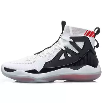 Li-Ning Удобные спортивные амортизирующие нескользящие износостойкие высокие баскетбольные кроссовки мужские кроссовки черные белые ABAP055-1 43