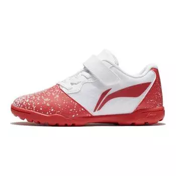 Li Ning удобные универсальные детские футбольные бутсы с защитой от ударов и низким верхом, детские футбольные бутсы красного цвета YKGT012-1 34