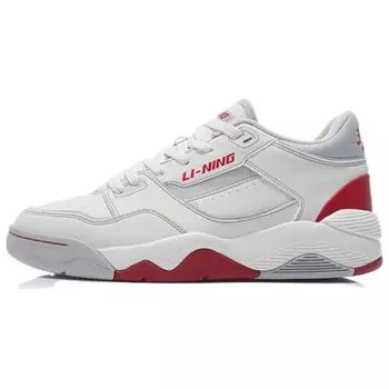 Li-Ning Удобные Универсальные Нескользящие Износостойкие Кроссовки для баскетбола средней высоты Мужские кроссовки Белый Серый Красный ABCS103-1 46