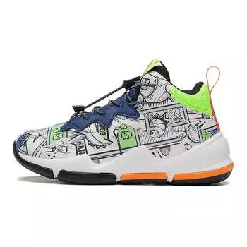 Li Ning удобные универсальные нескользящие амортизирующие износостойкие баскетбольные кроссовки средней высоты детские кроссовки белые синие YKBS088-5 41