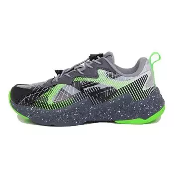 Li Ning Удобные Универсальные Нескользящие Амортизирующие Износостойкие Легкие Повседневные Туфли Детские Кроссовки Черный Серый Зеленый YKCS120-11 36