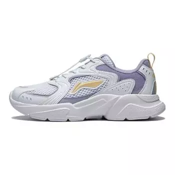 Li Ning Удобные универсальные повседневные туфли с низким верхом Детские кроссовки Белые Фиолетовые YKCU076-2 32